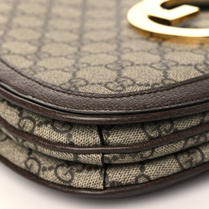Gucci GG Supreme Monogram Textured Dollar Calfskin Web Medium Blondie Shoulder Flap Bag Beige Ebony New Acero 8 of 9