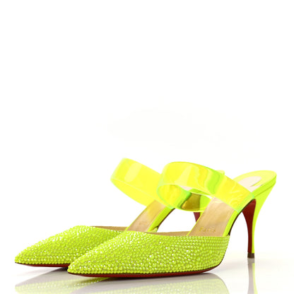 Christian Louboutin Suede PVC Fluo Matt Choc PVC Strass 80 Pumps 39 Sulfure 3 of 7