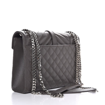 Saint Laurent Grain De Poudre Textured Mixed Matelasse Medium Triquilt Monogram Satchel Earth 4 of 6