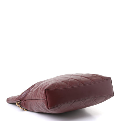 Chanel Calfskin Quilted Crystal Pearls Fold Over Shopping Tote Burgundy 3 of 4
