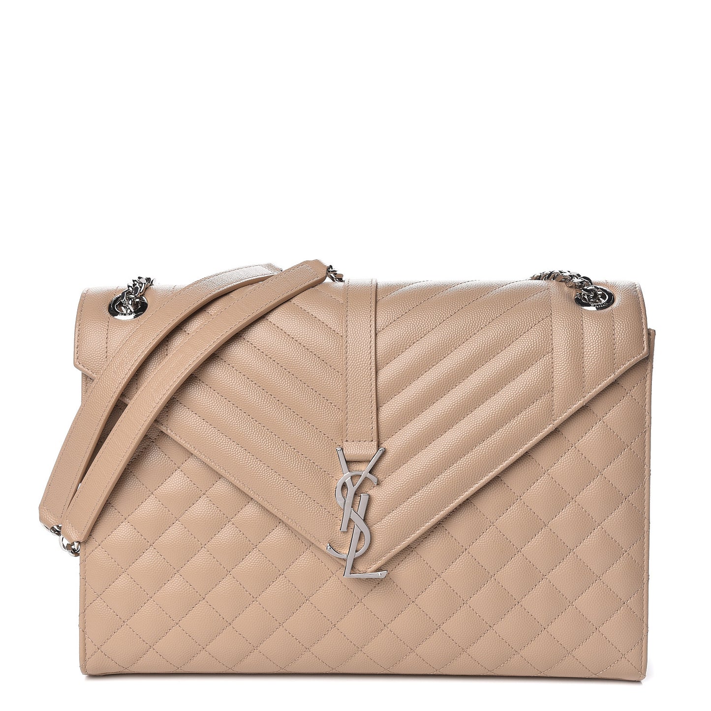 Grain De Poudre Large Tri-Quilt Monogram Satchel Dark Beige