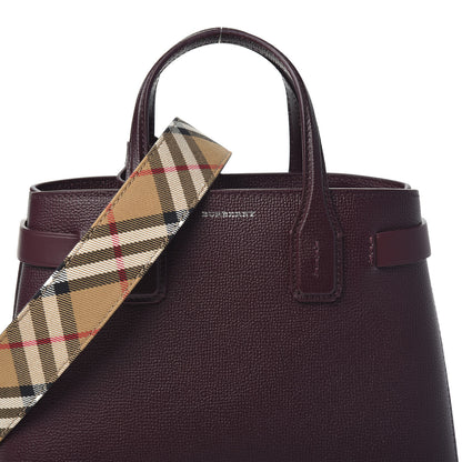 Burberry Grainy Calfskin House Check Small Banner Tote Mahogany Red 7 of 9