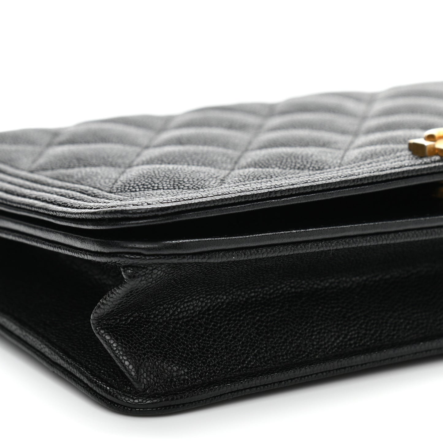 Caviar Quilted Boy Wallet On Chain WOC Black