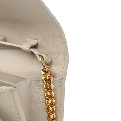 Saint Laurent Calfskin Lizard Embossed Cassandre Wallet On Chain WOC Crema Soft 11 of 12