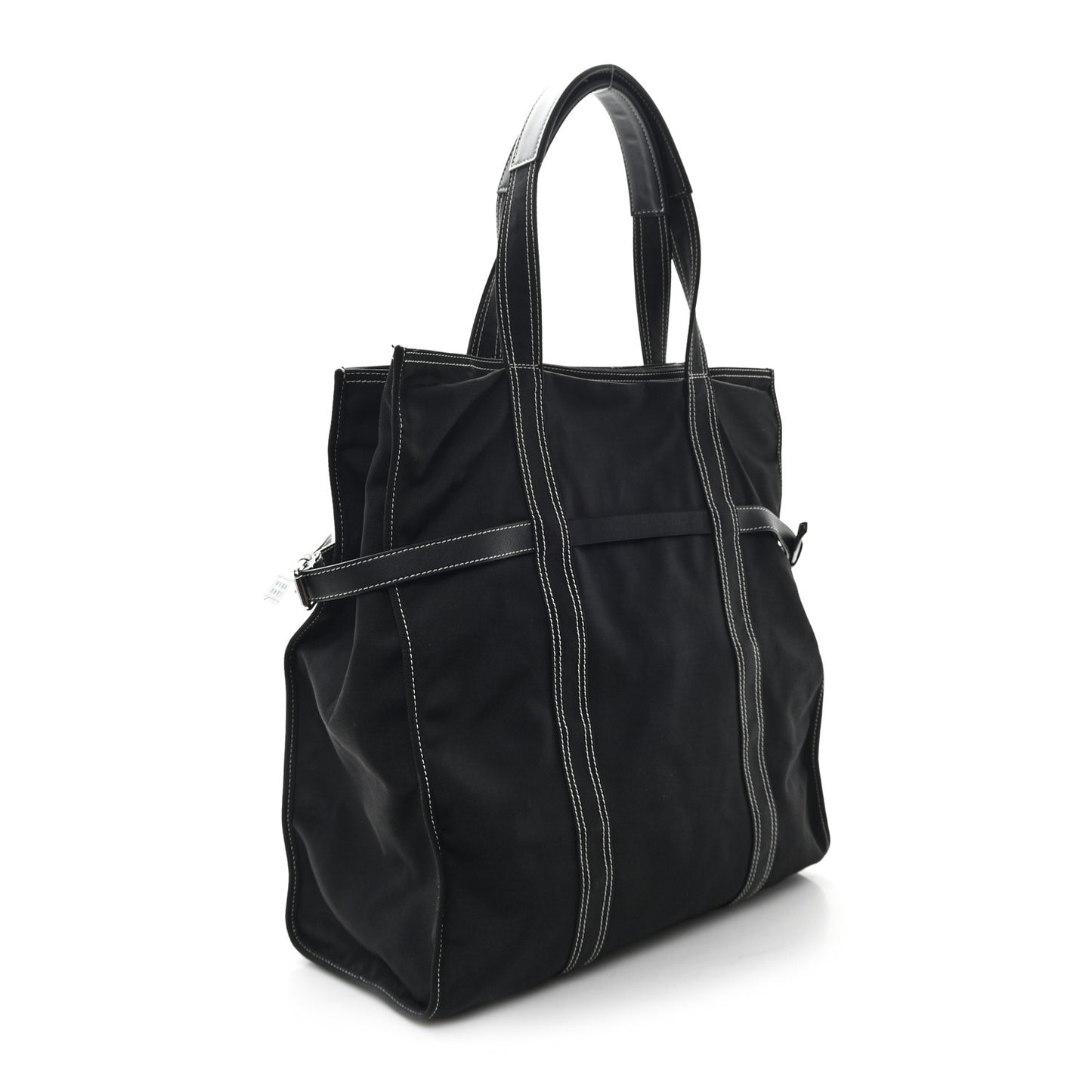 Canvas Calfskin Rockstud Large Tote  Black