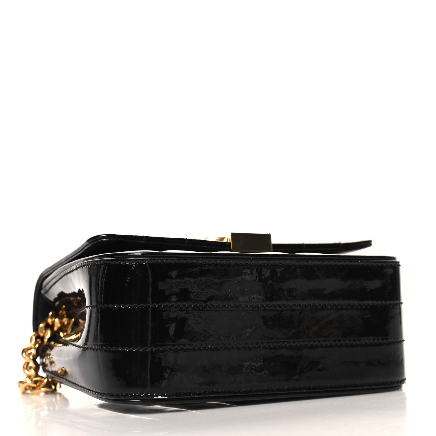 Saint Laurent Patent Matelasse Monogram Small Vicky Chain Bag Black 4 of 12