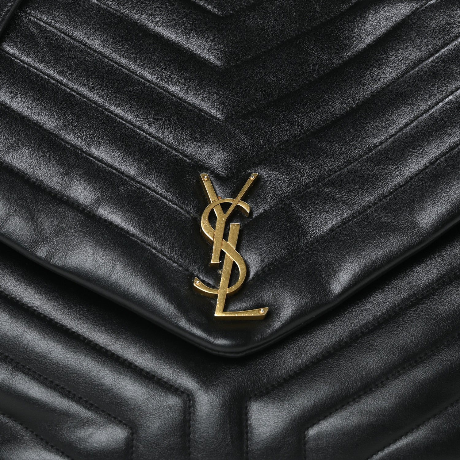 Saint Laurent Calfskin Y Quilted Monogram Large Loulou Chain Satchel Black 7 of 9