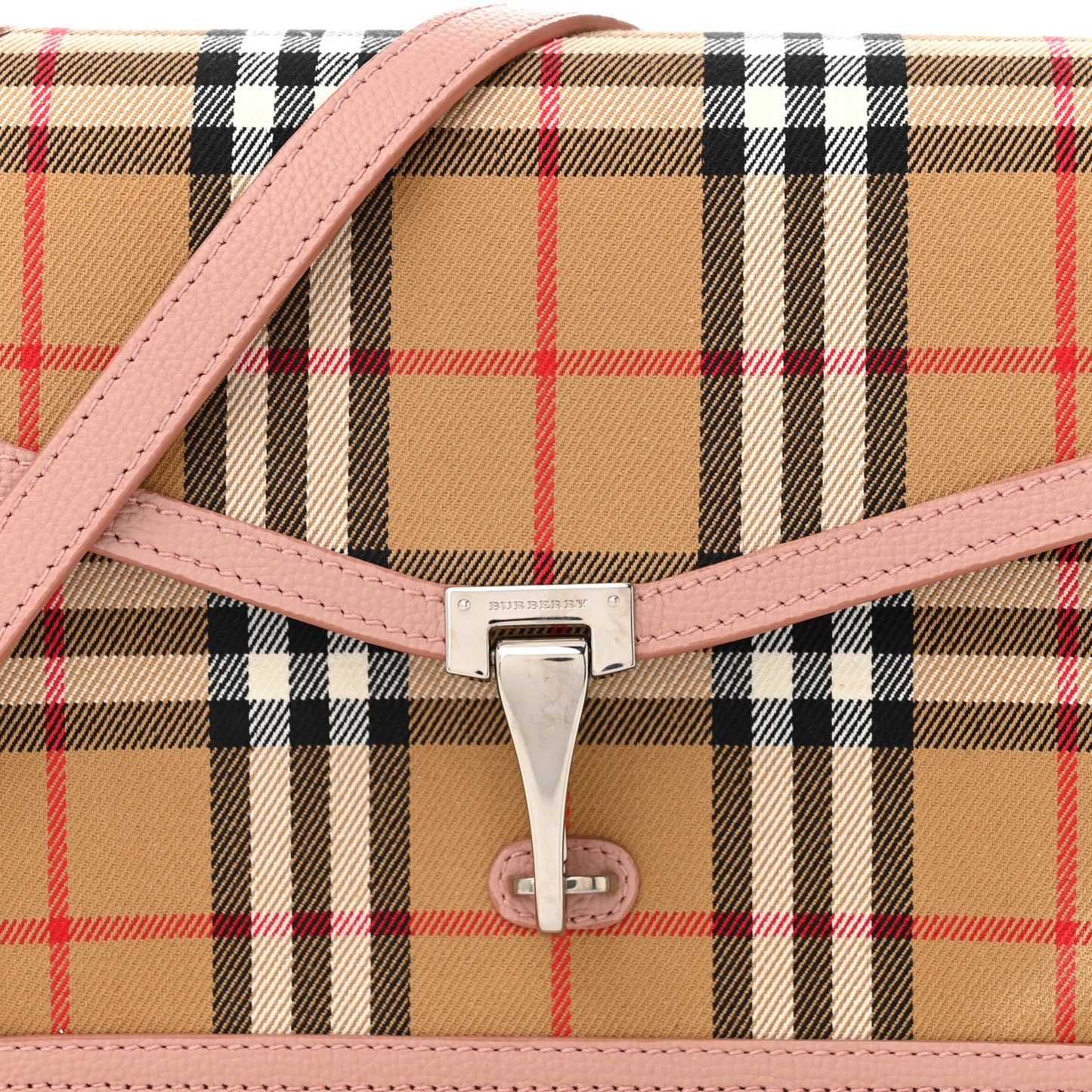 Grainy Calfskin Vintage Check Small Macken Crossbody Bag Ash Rose