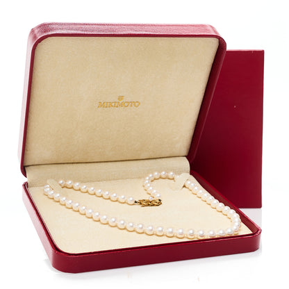 Mikimoto 18K Yellow Gold Akoya Cultured Pearl 6.5-7mm Strand Necklace 6 of 6