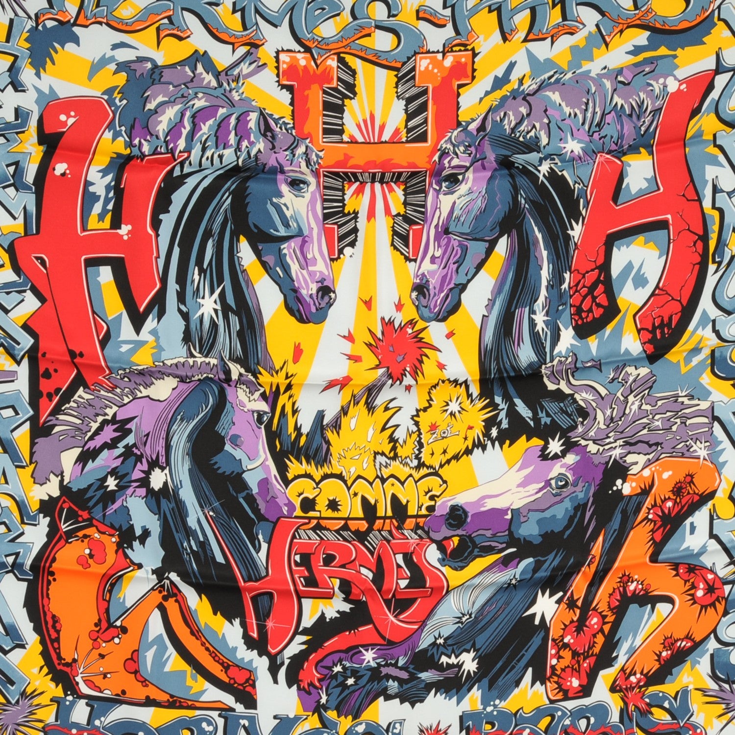 Hermes Silk H Comme Scarf 70 Gris Violet Rouge 1 of 5