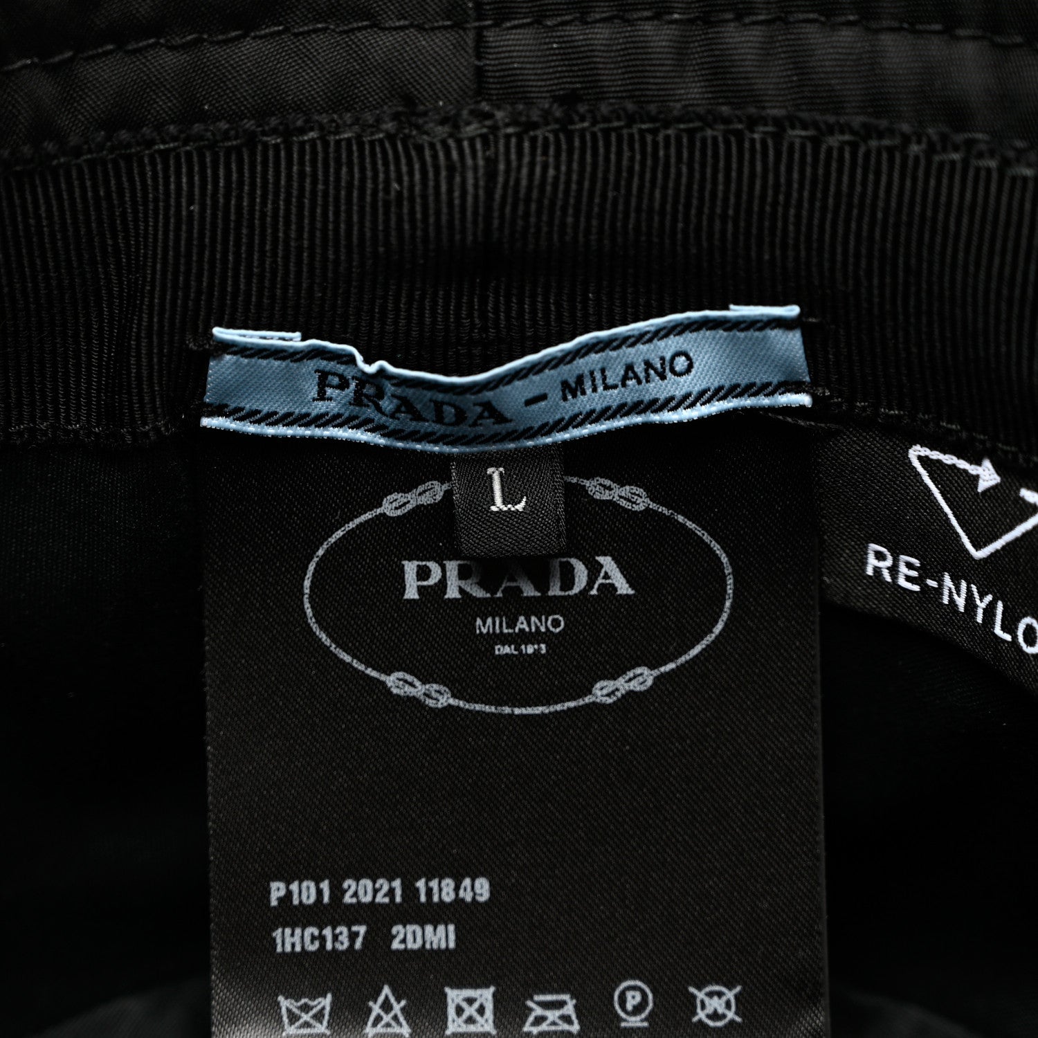 Prada Re-Nylon Metal Triangle Logo Womens Bucket Hat L Black 8 of 10