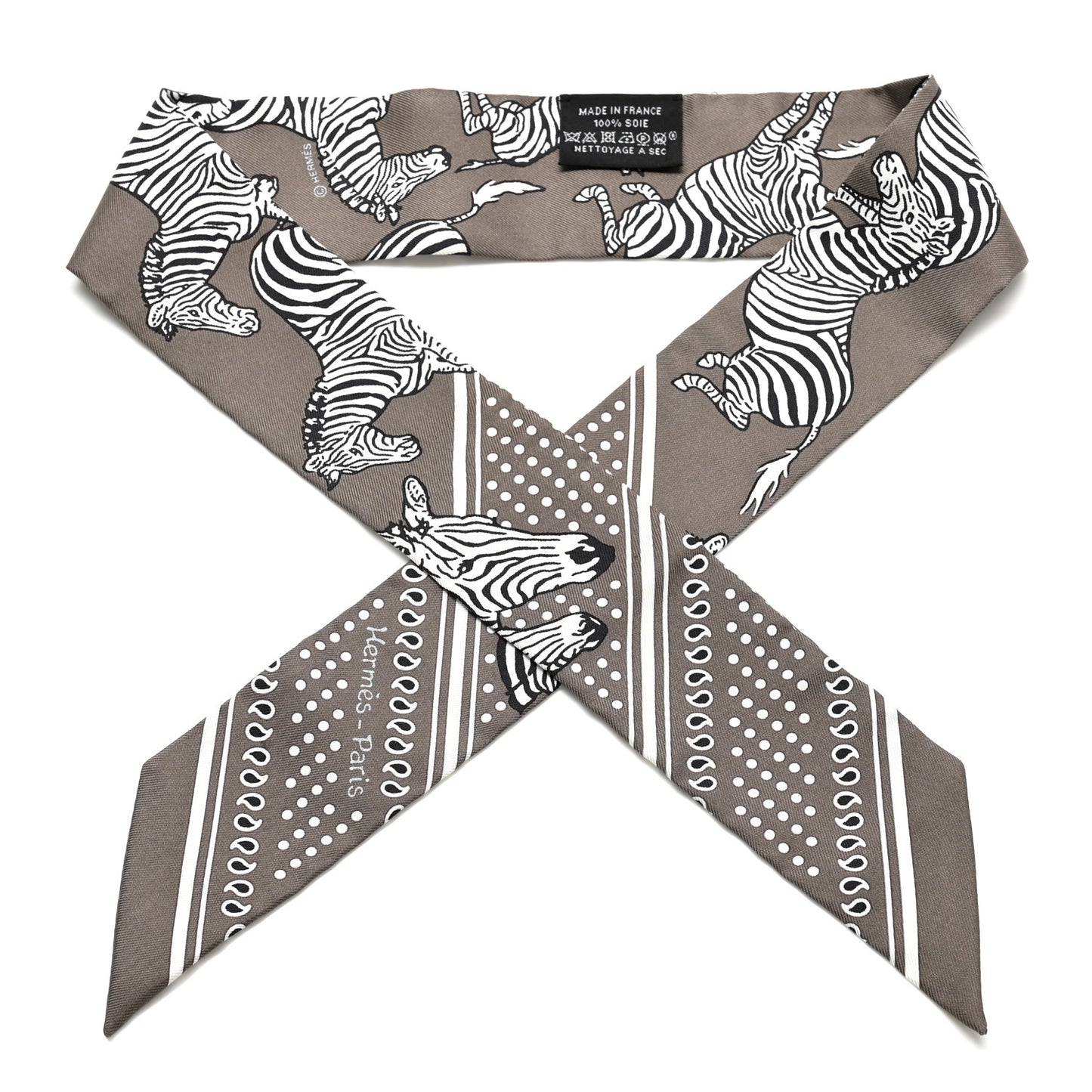 Silk Les Zebres Twilly Gris Taupe Black White