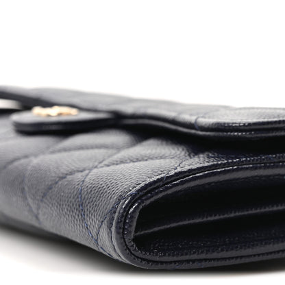 Chanel Caviar Quilted Large Gusset Flap Wallet Navy 11 of 12