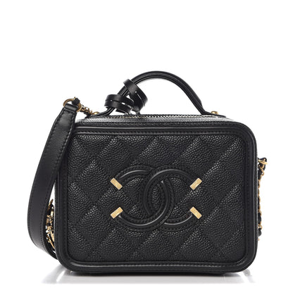 Chanel Caviar Quilted Small CC Filigree Vanity Case Black 1 of 8