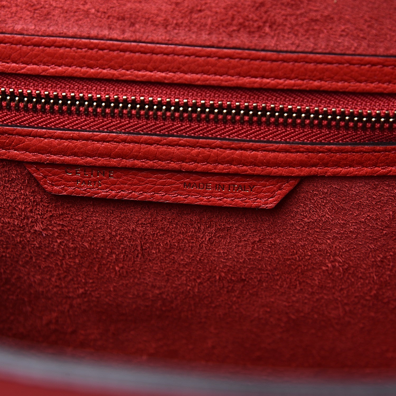 Celine Drummed Calfskin Micro Luggage Red 5 of 11