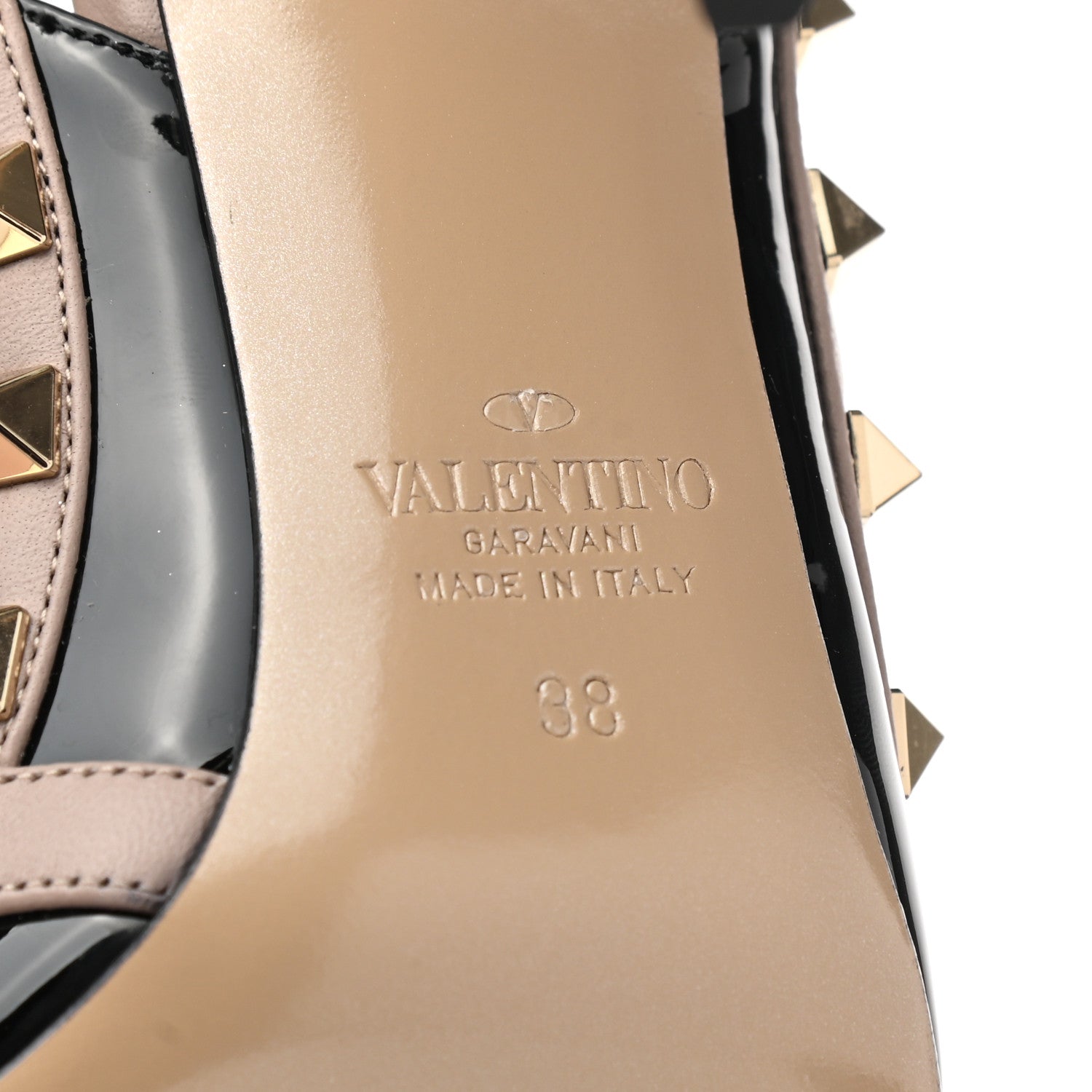 Valentino Garavani Patent Nappa Rockstud Ankle Strap 100mm Pumps 38 Black Poudre 6 of 8