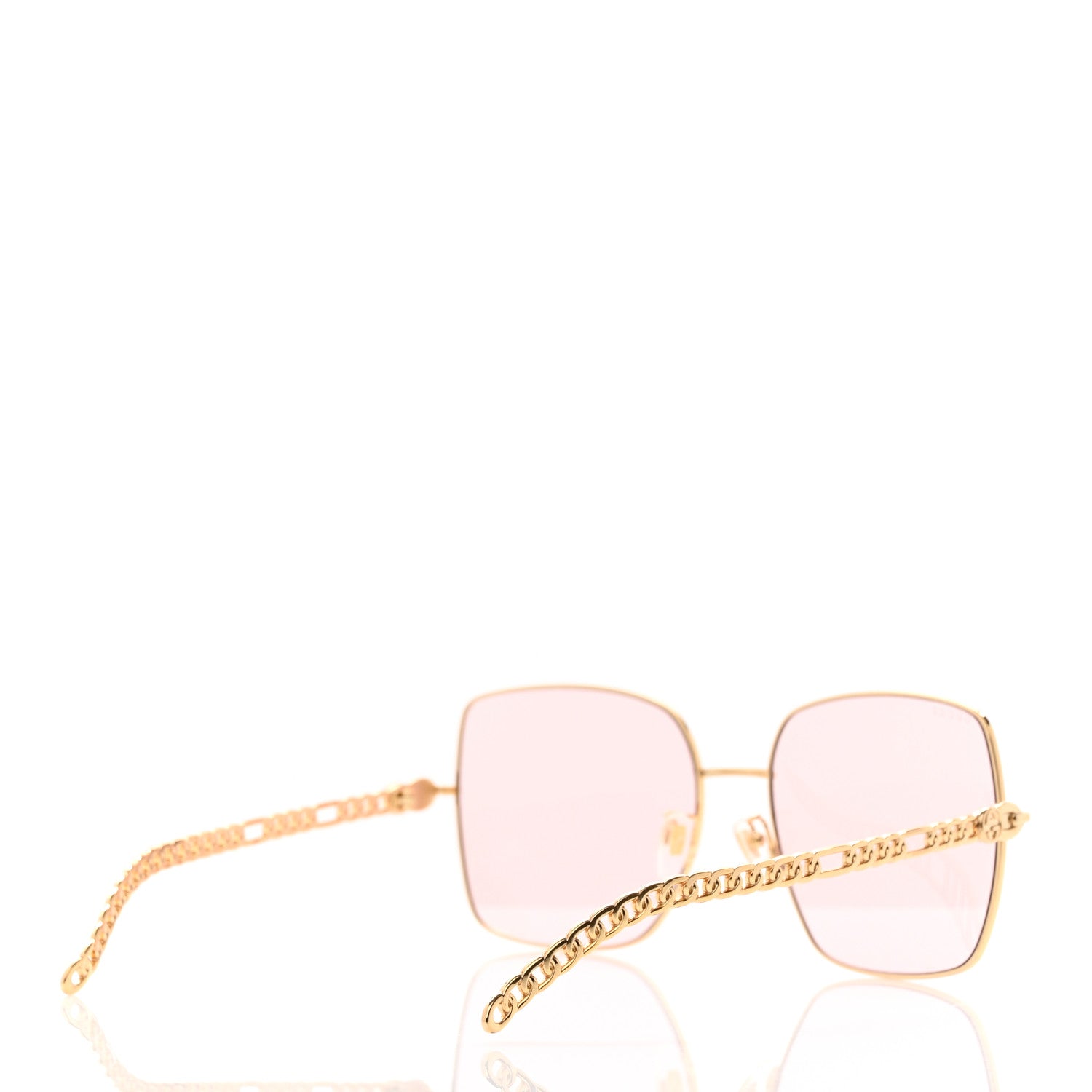 Gucci Square Frame Oversized Sunglasses GG0724S Pink Gold 5 of 9
