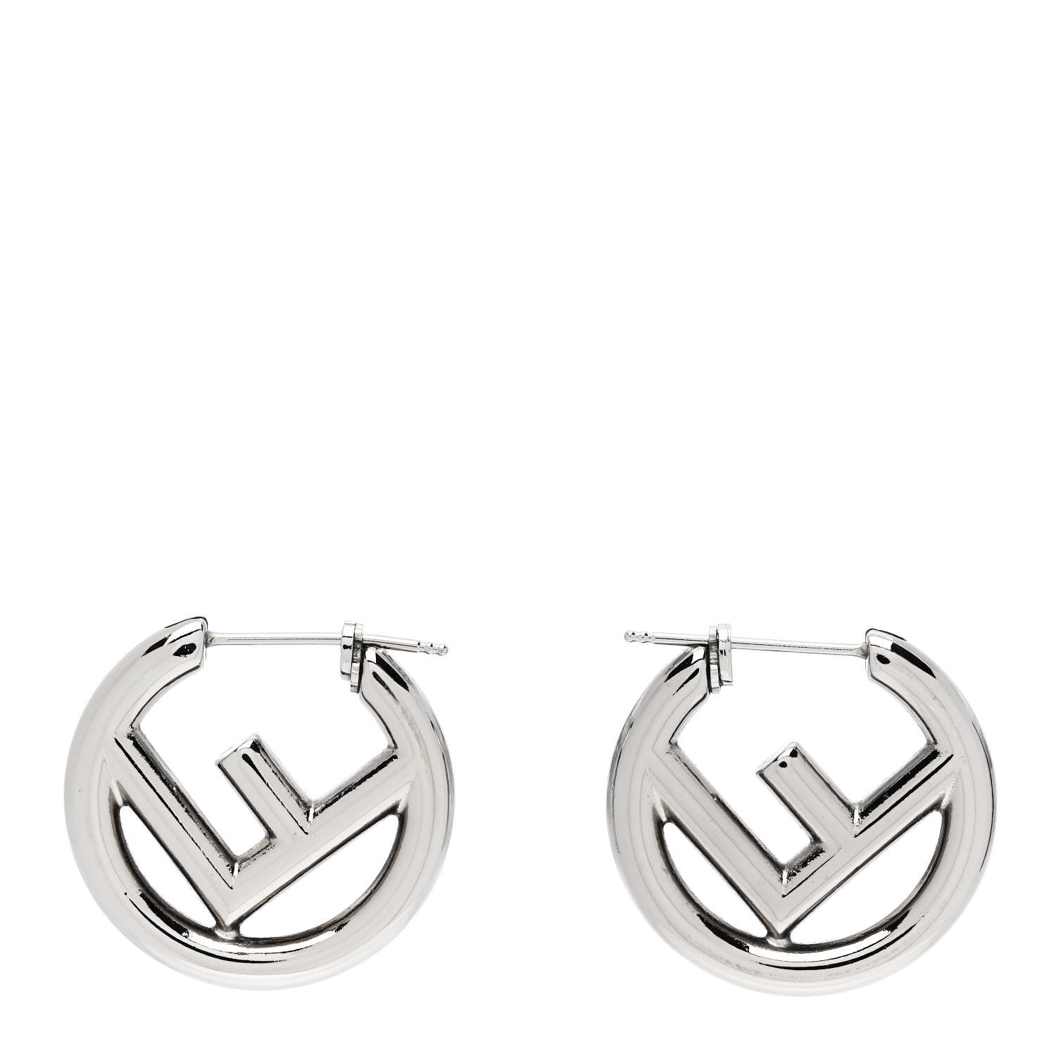 Fendi Metal FF Hoop Earrings Silver 1 of 5