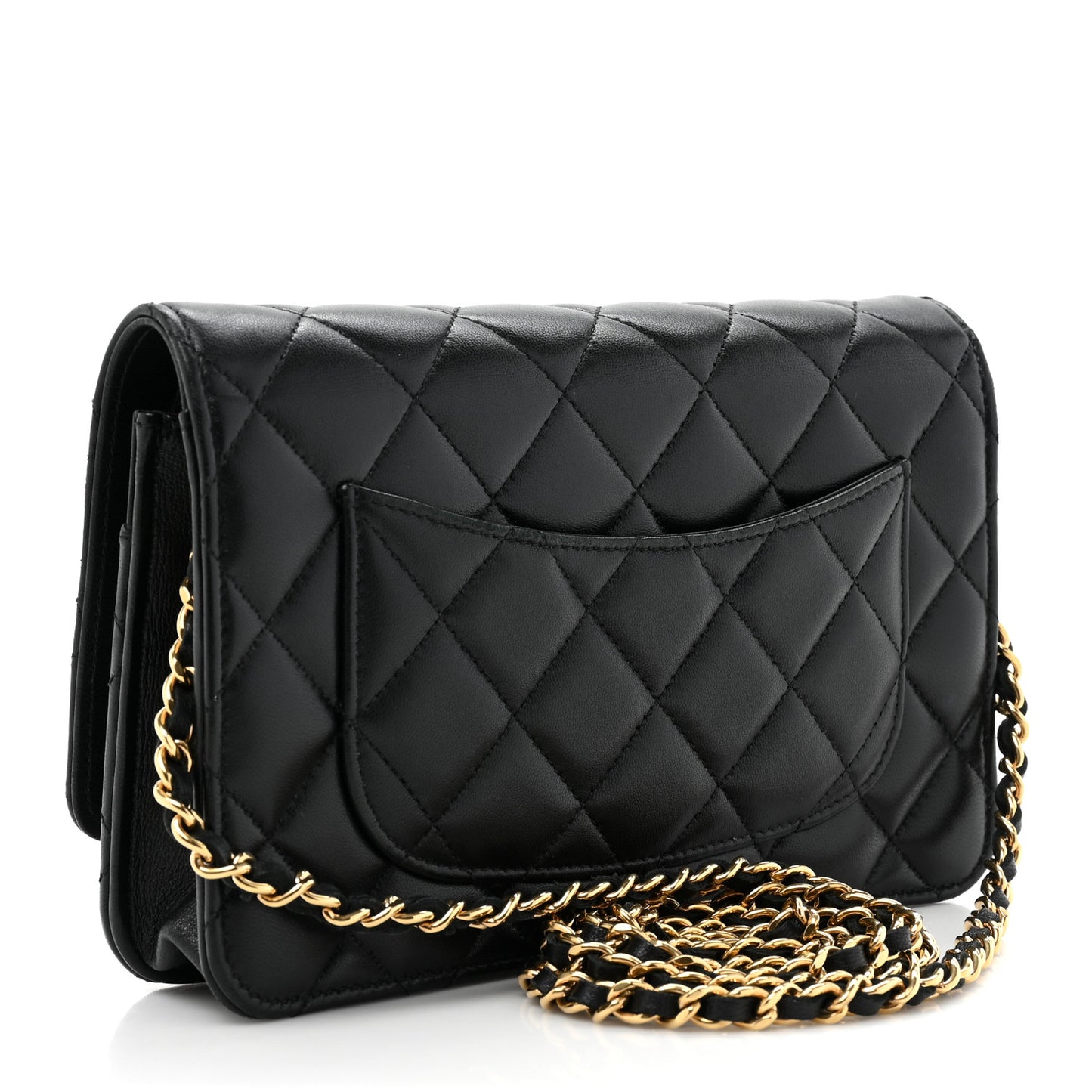 Lambskin Quilted Wallet On Chain WOC Black