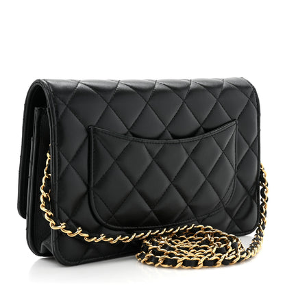 Chanel Lambskin Quilted Wallet On Chain WOC Black 3 of 16