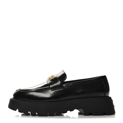 Chanel Shiny Calfskin Logo Loafers 40 Black 1 of 9