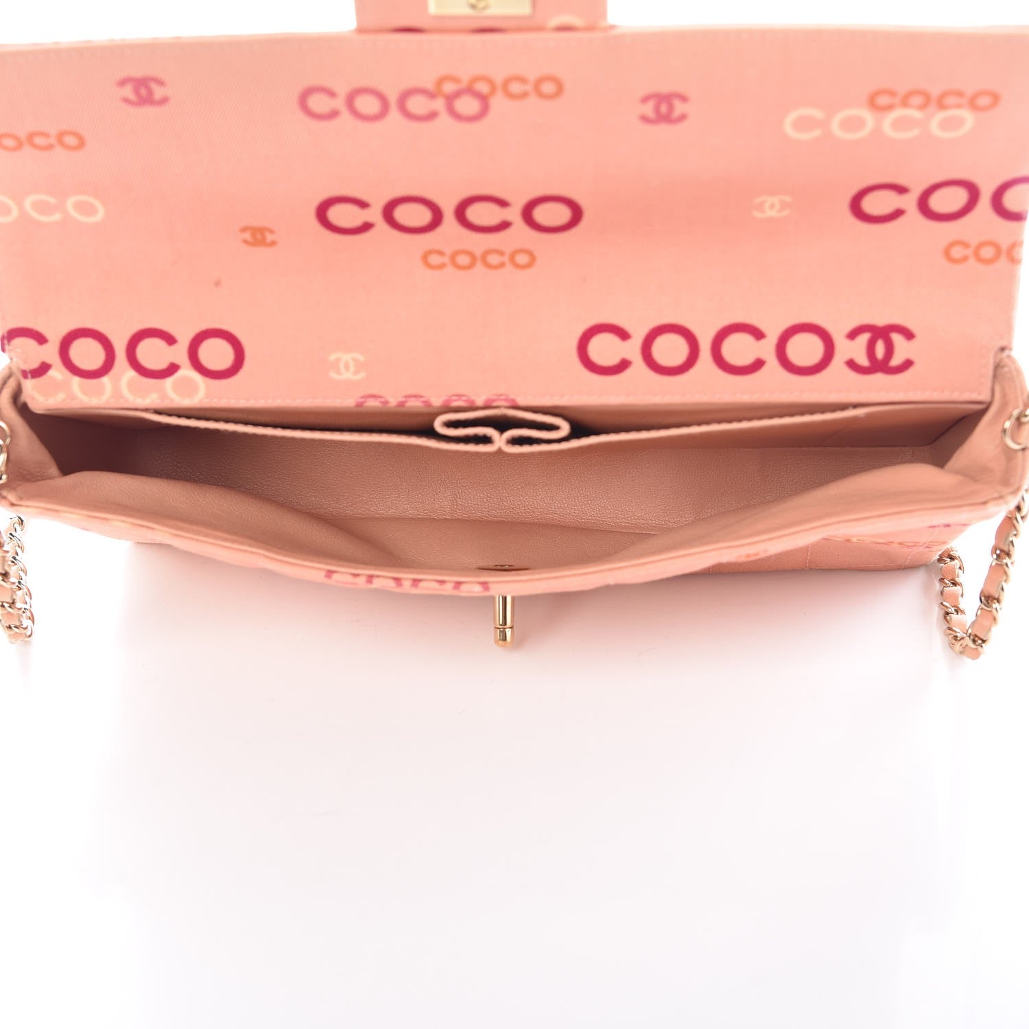 Chanel Canvas Chocolate Bar Quilted Coco East West Flap Pink 5 of 20
