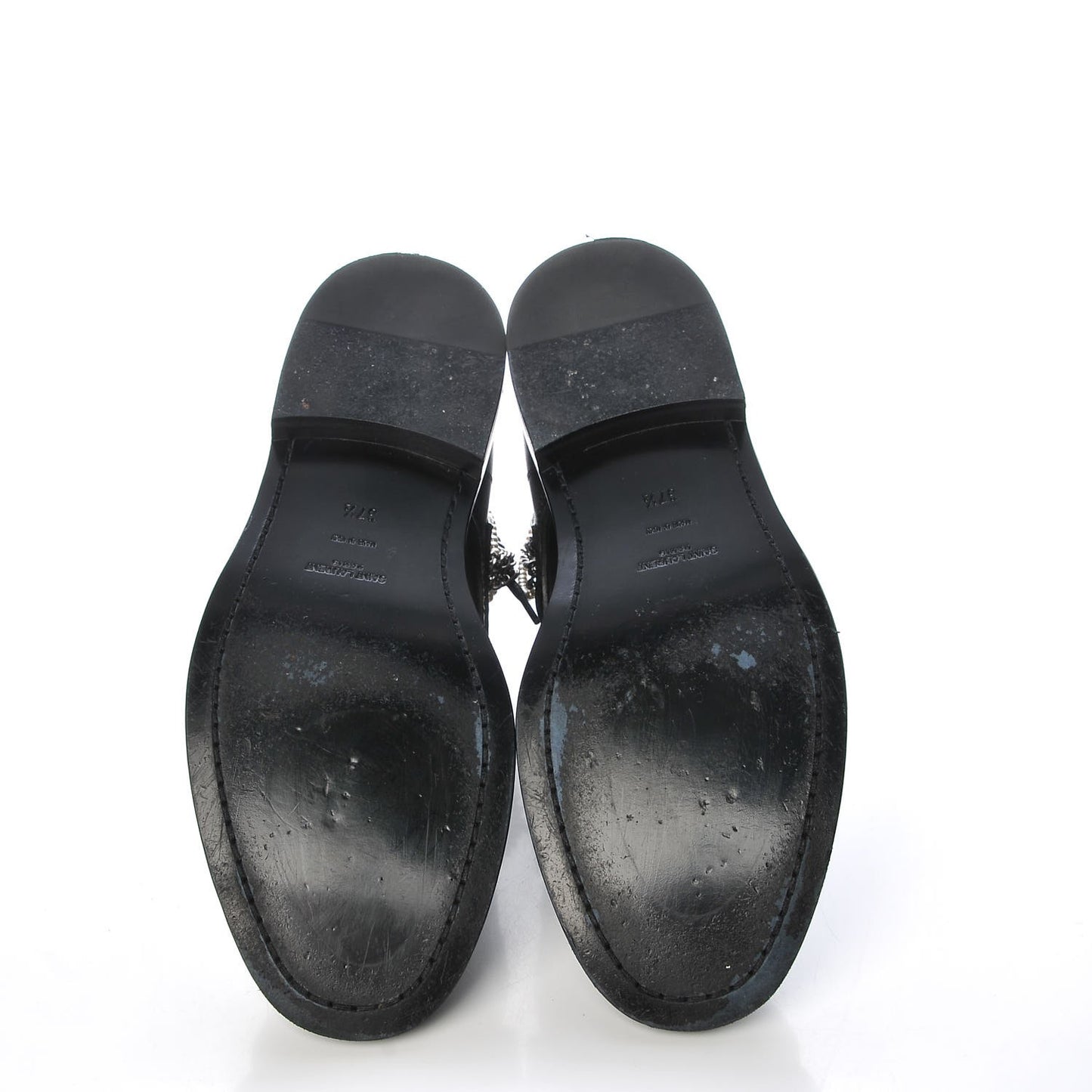 Smooth Calfskin Studded Strap Ranger Boots 37.5 Black