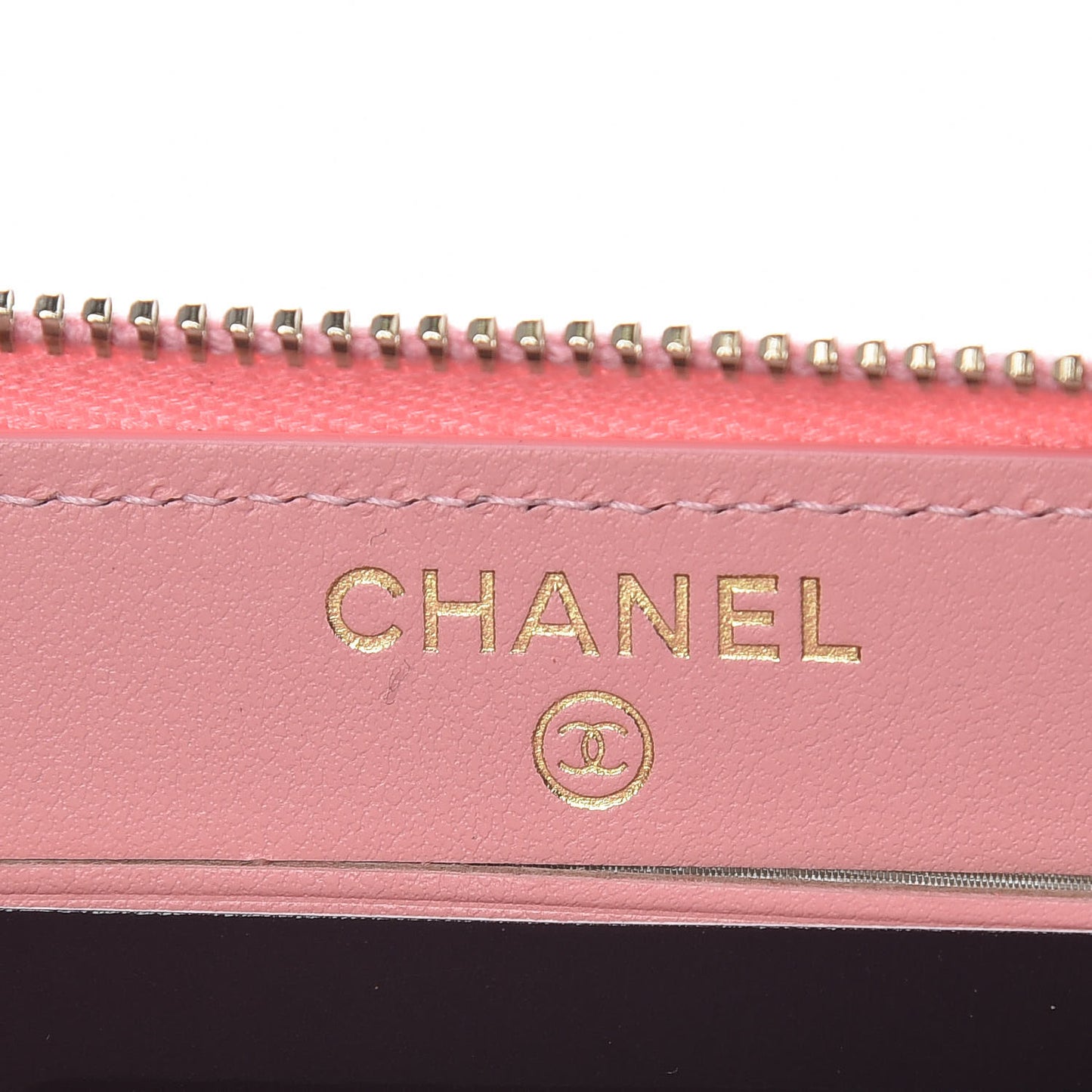 Caviar Chevron Quilted Small Zip Around Wallet Pink