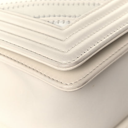 Chanel Caviar Suede Calfskin Chevron Medium Boy Flap White 9 of 16
