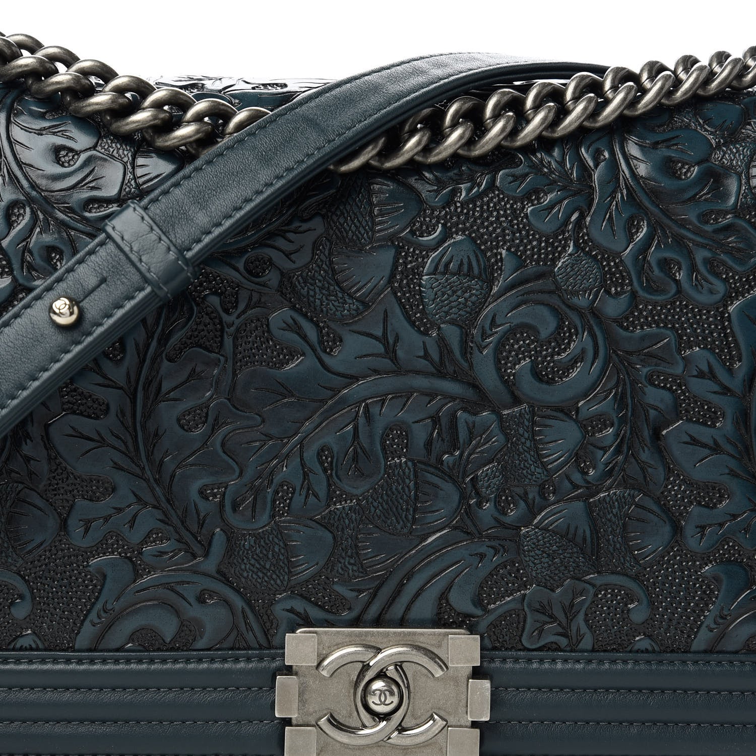 Chanel Calfskin Embossed New Medium Cordoba Boy Flap Green 11 of 11