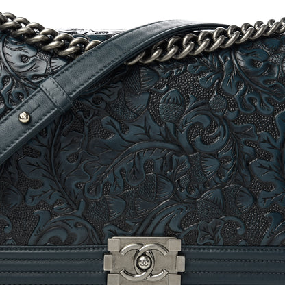 Chanel Calfskin Embossed New Medium Cordoba Boy Flap Green 11 of 11
