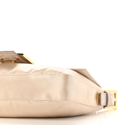 Fendi Satin Calfskin Crystal Crocodile Embossed Baguette Beige Pietra 9 of 10