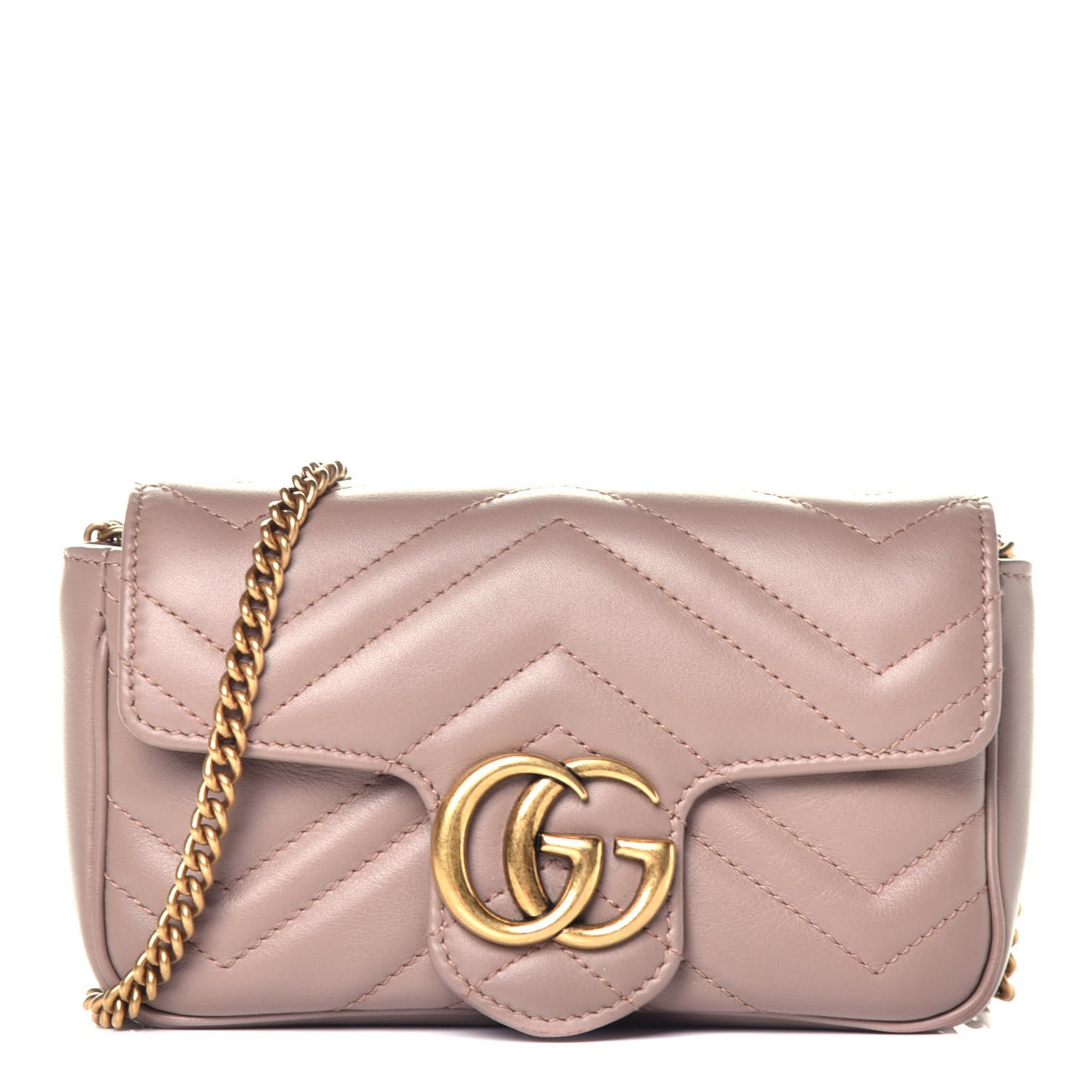 Calfskin Matelasse Super Mini GG Marmont Shoulder Bag Porcelain Rose