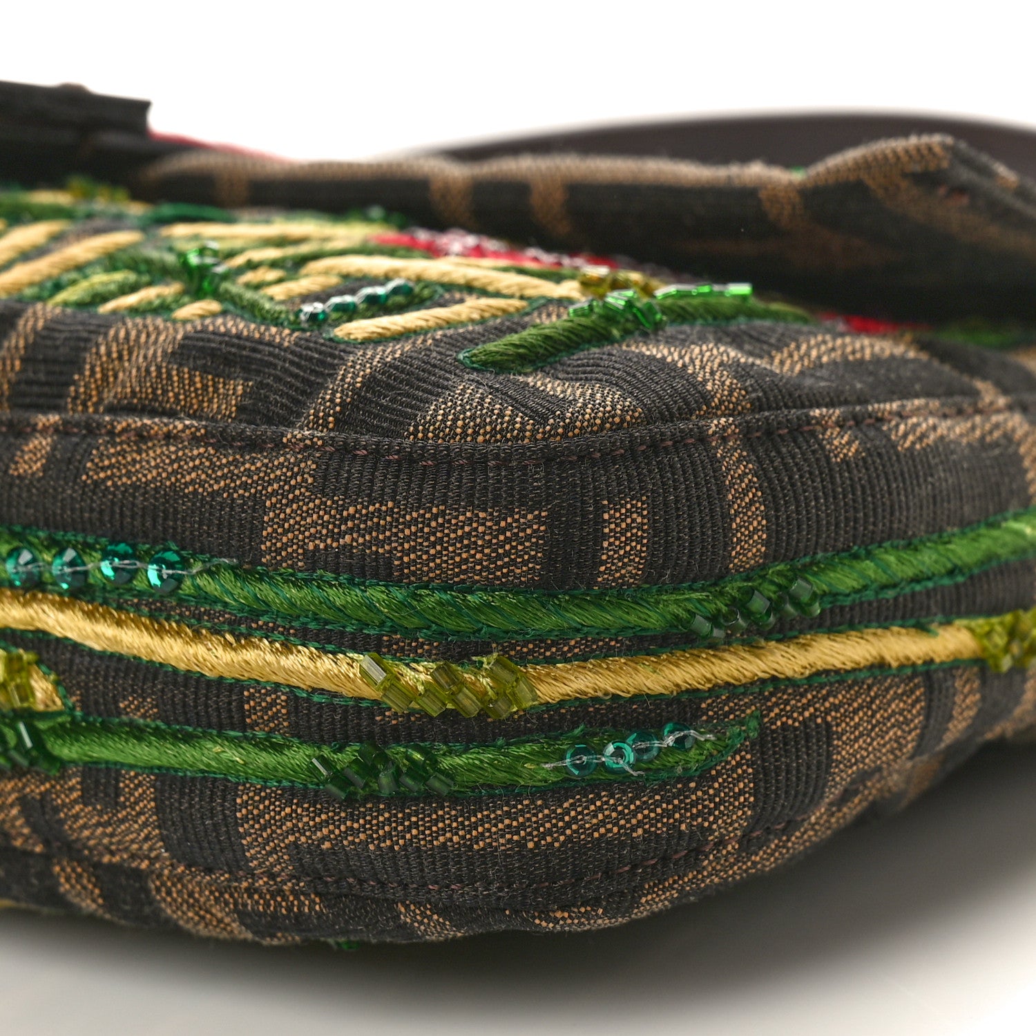 Fendi Zucca Pony Hair Embroidered Baguette Tobacco 9 of 10