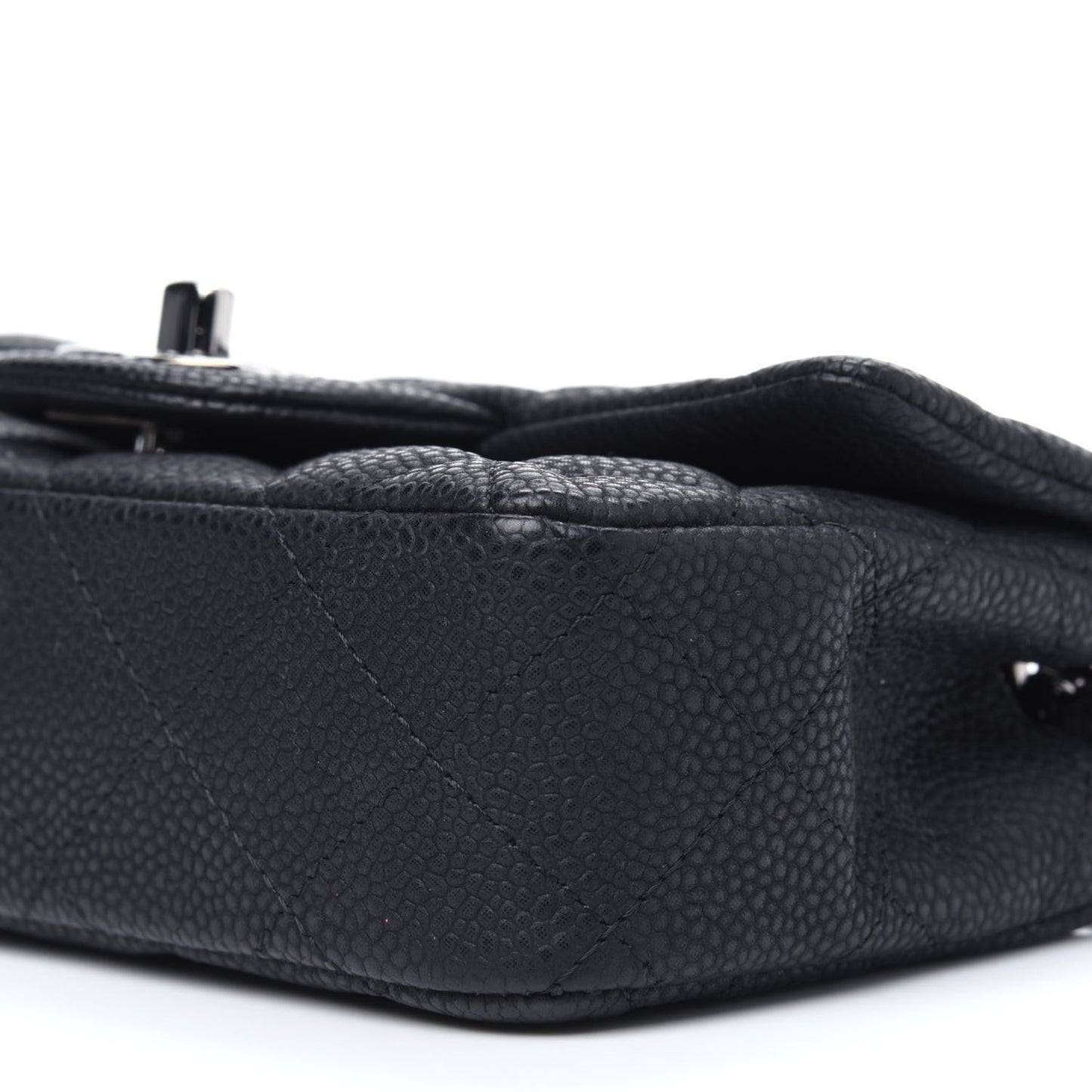 Iridescent Caviar Quilted Extra Mini Flap Black