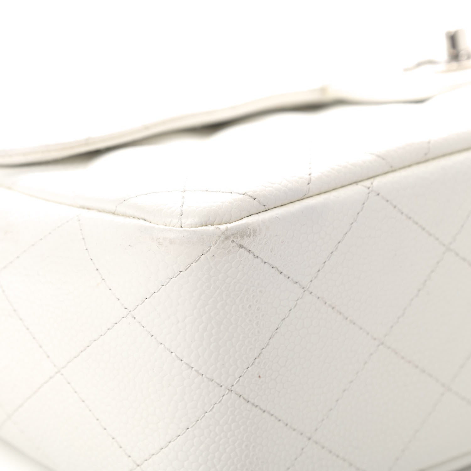 Chanel Caviar Quilted Jumbo Single Flap White 5 of 6