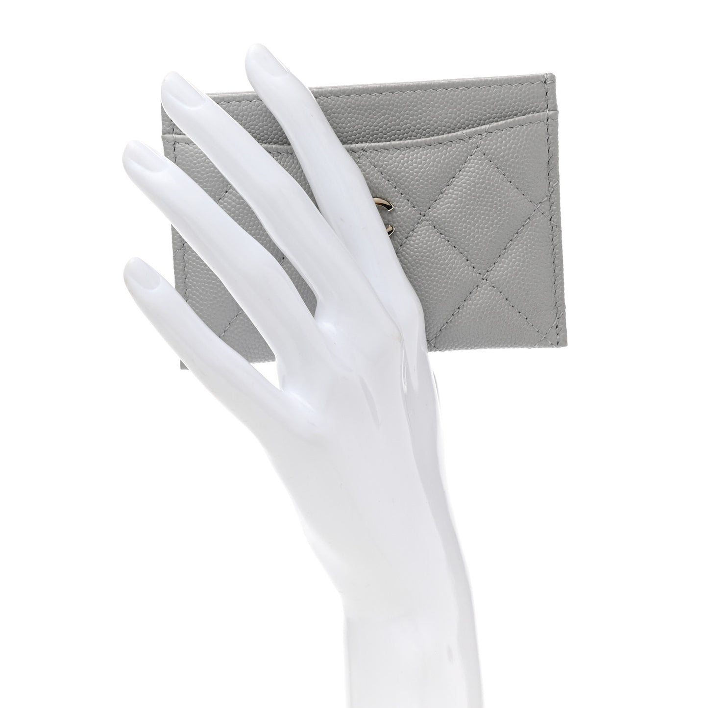 Caviar Quilted Card Holder Grey