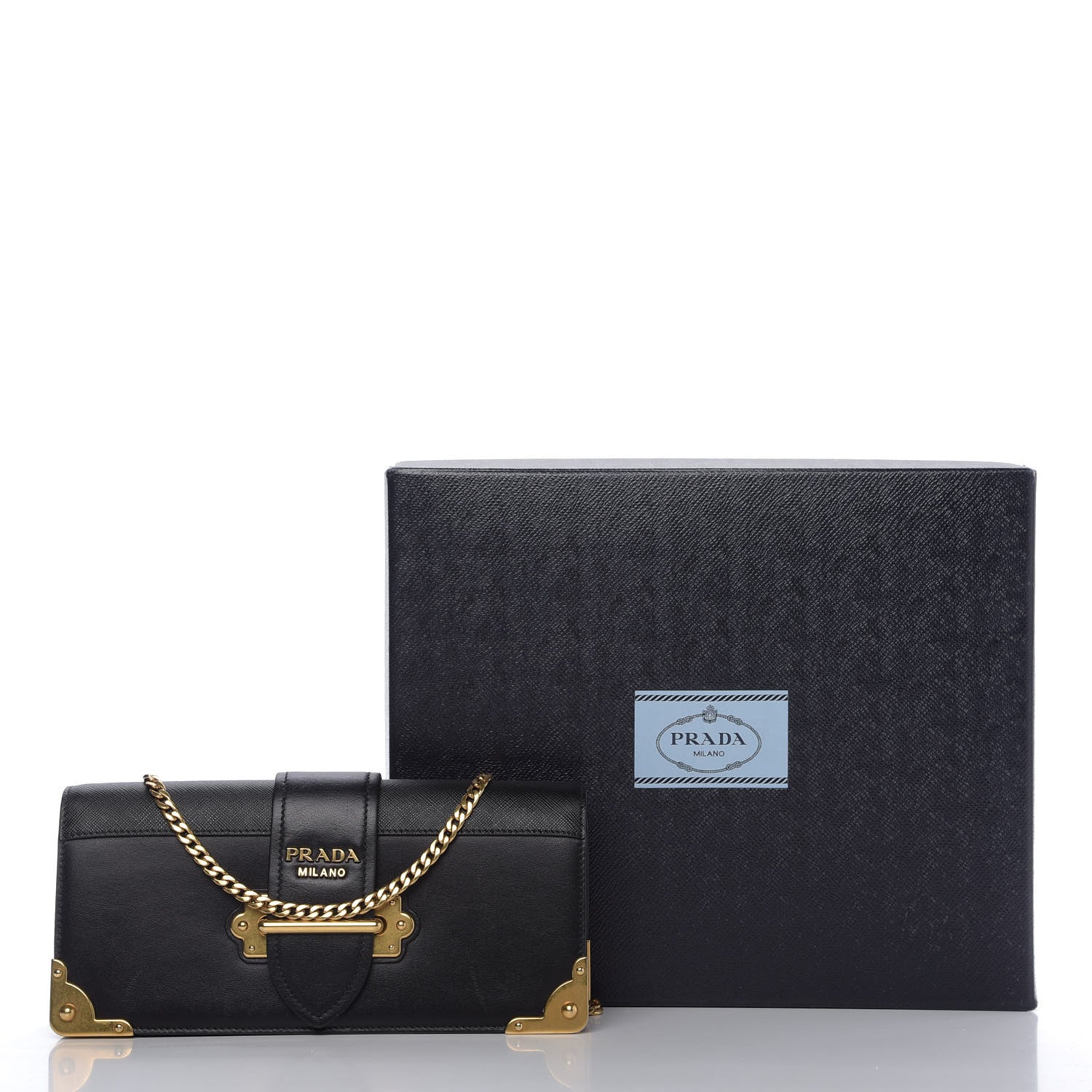 Prada City Calfskin Saffiano Cahier Pochette Black 9 of 9