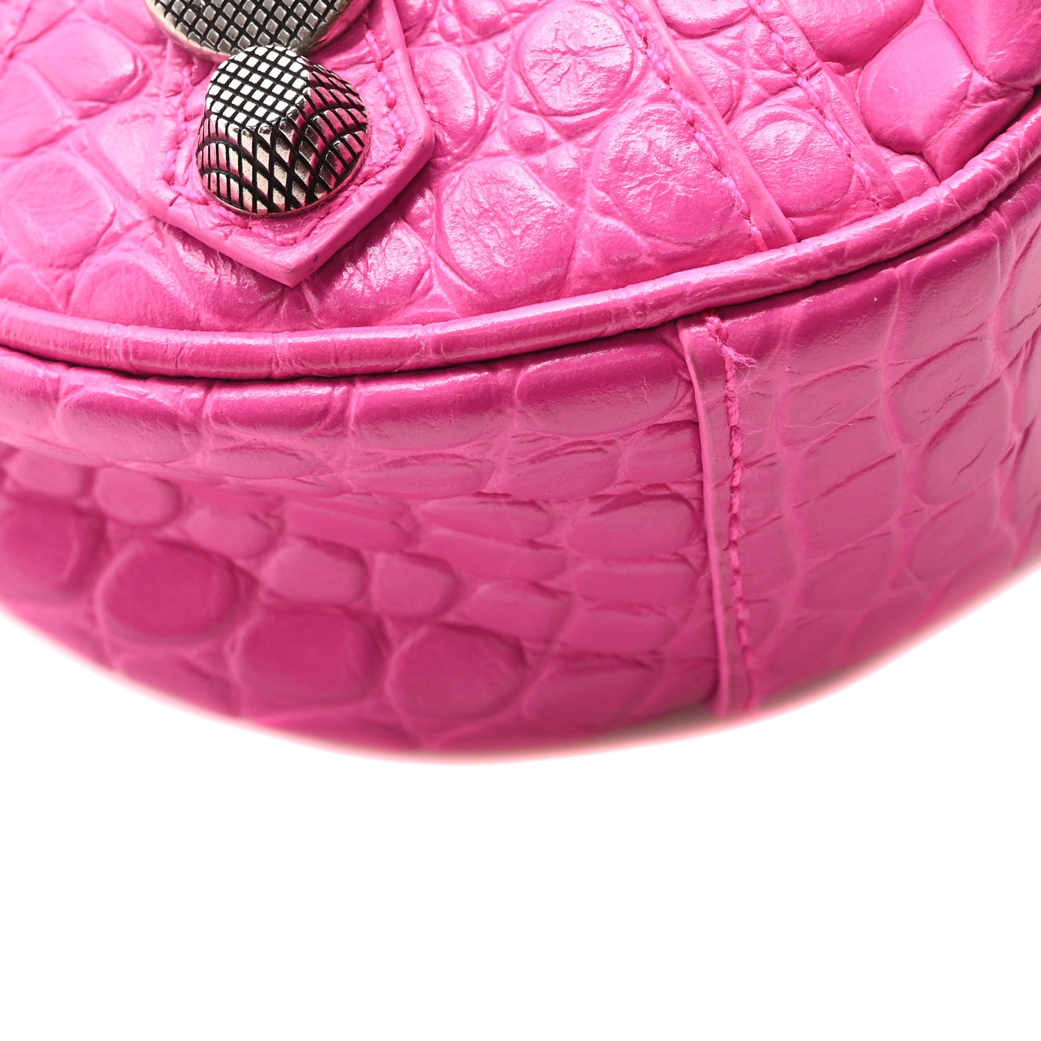 Balenciaga Extra Supple Calfskin Crocodile Embossed XS Le Cagole Shoulder Bag Lipstick Pink 10 of 10