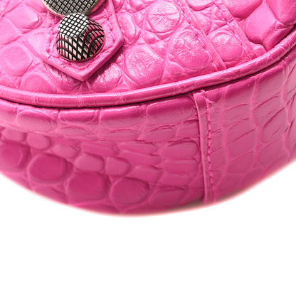 Balenciaga Extra Supple Calfskin Crocodile Embossed XS Le Cagole Shoulder Bag Lipstick Pink 10 of 10