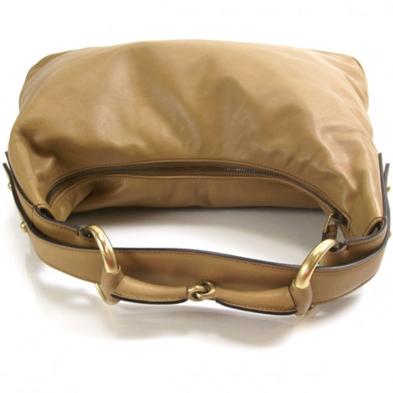 Gucci Leather Medium Horsebit Chain Hobo Tan 5 of 9