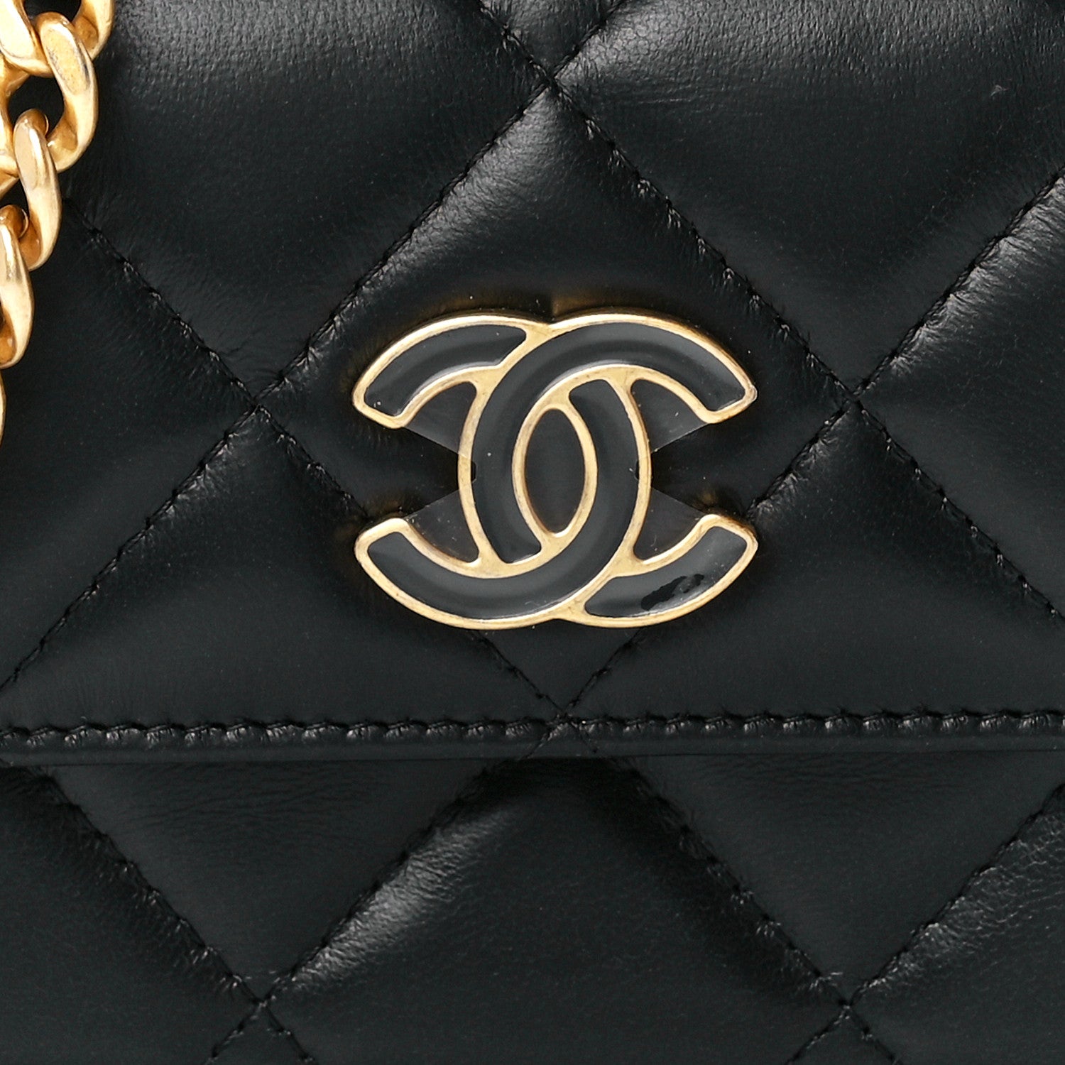 Chanel Lambskin Enamel Quilted Pending CC Flap Belt Bag Black 9 of 13