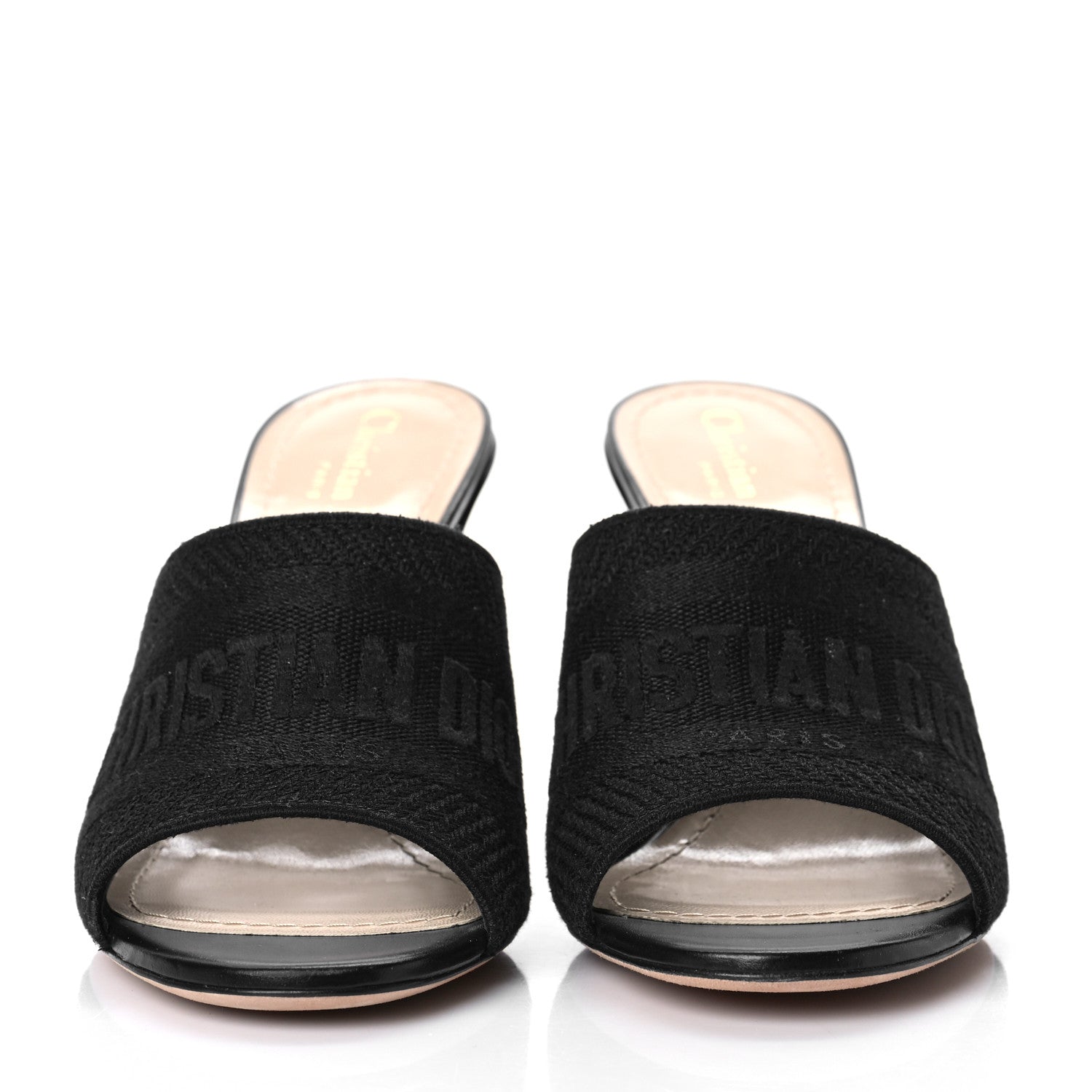 Christian Dior Cotton Embroidered Dway 85mm Slide Sandals 39 Black 2 of 9