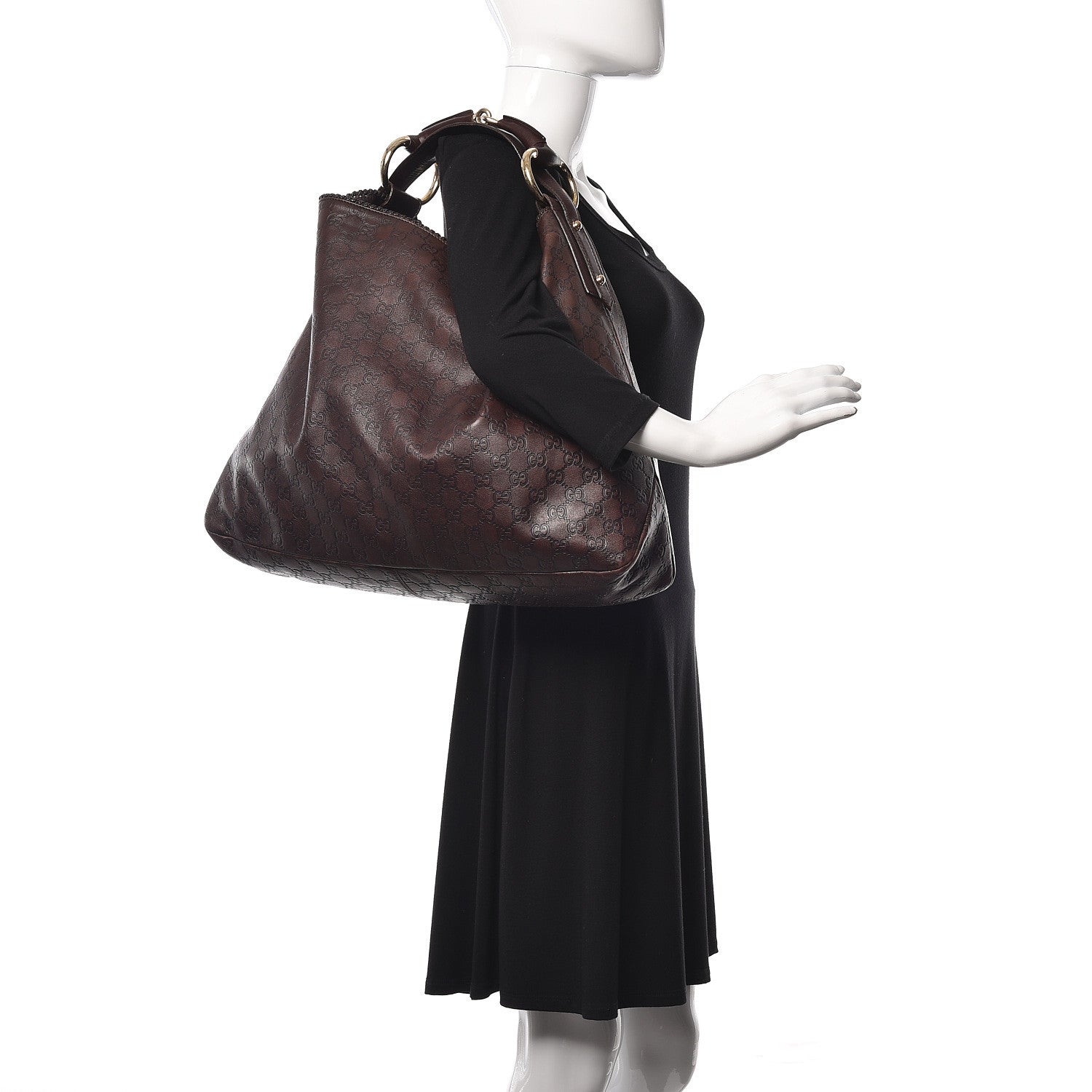 Gucci Guccissima Large Horsebit Chain Hobo Dark Brown 2 of 16
