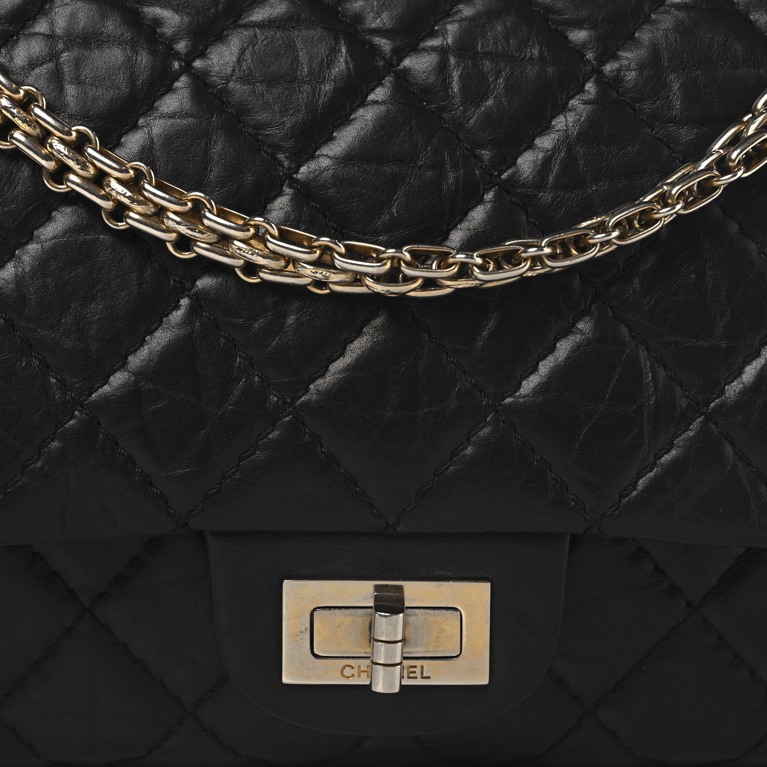 Chanel Aged Calfskin Quilted 2.55 Reissue 225 Flap Black 9 of 14