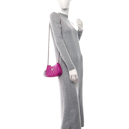 Chanel Iridescent Mirror Goatskin Clutch With Chain Pink 2 of 11