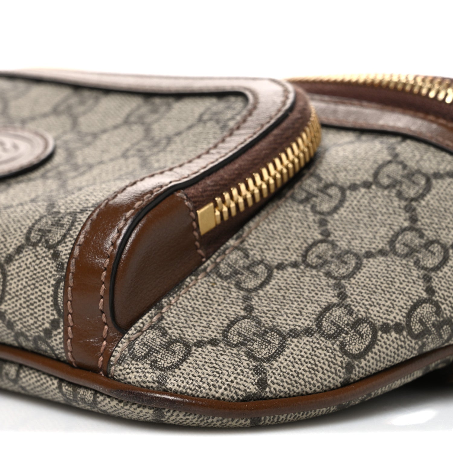 Gucci GG Supreme Monogram Textured Calfskin Retro Interlocking G Belt Bag Beige Ebony Brown Sugar 9 of 9