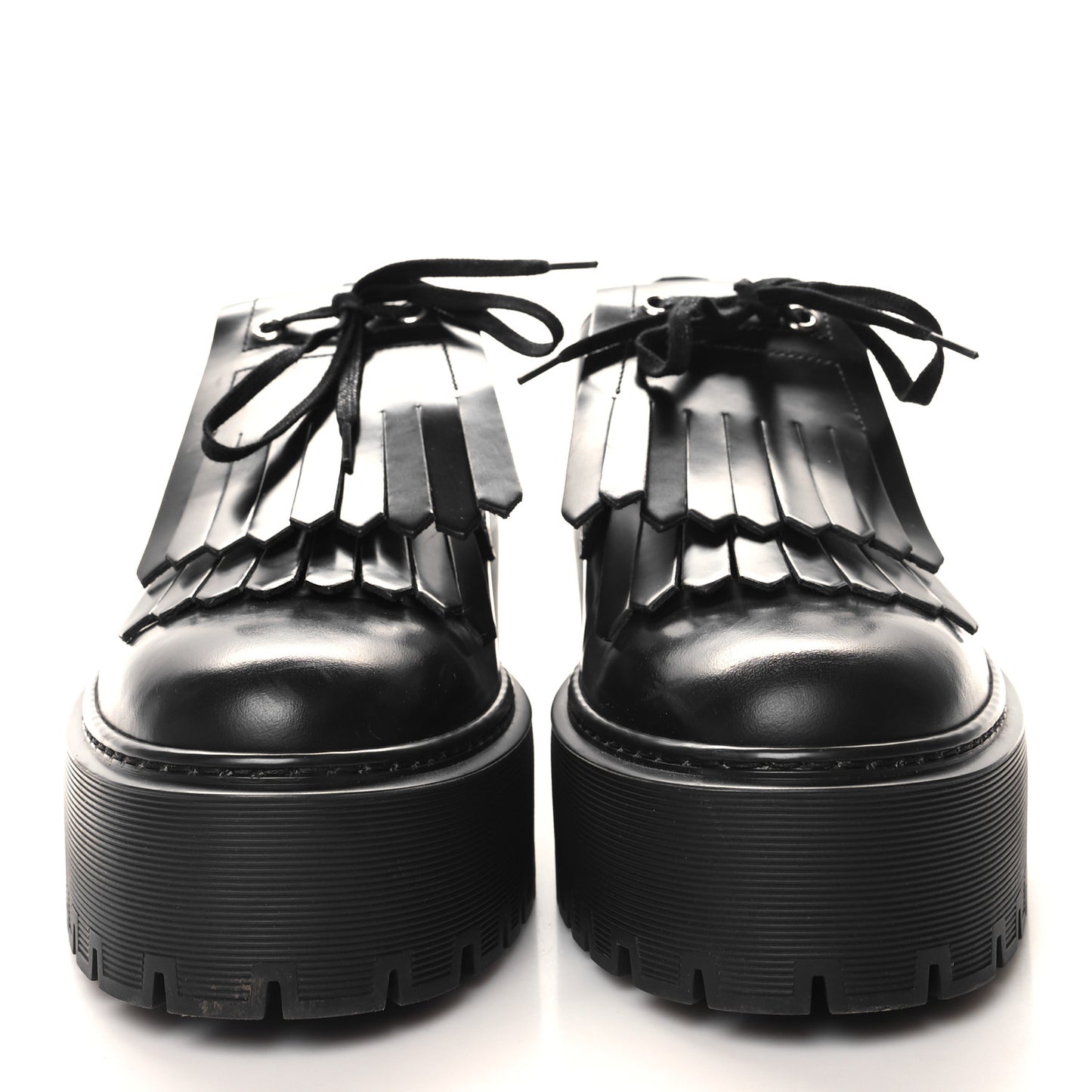 Glazed Calfskin Womens Hariston Derby Loafers 40 Black