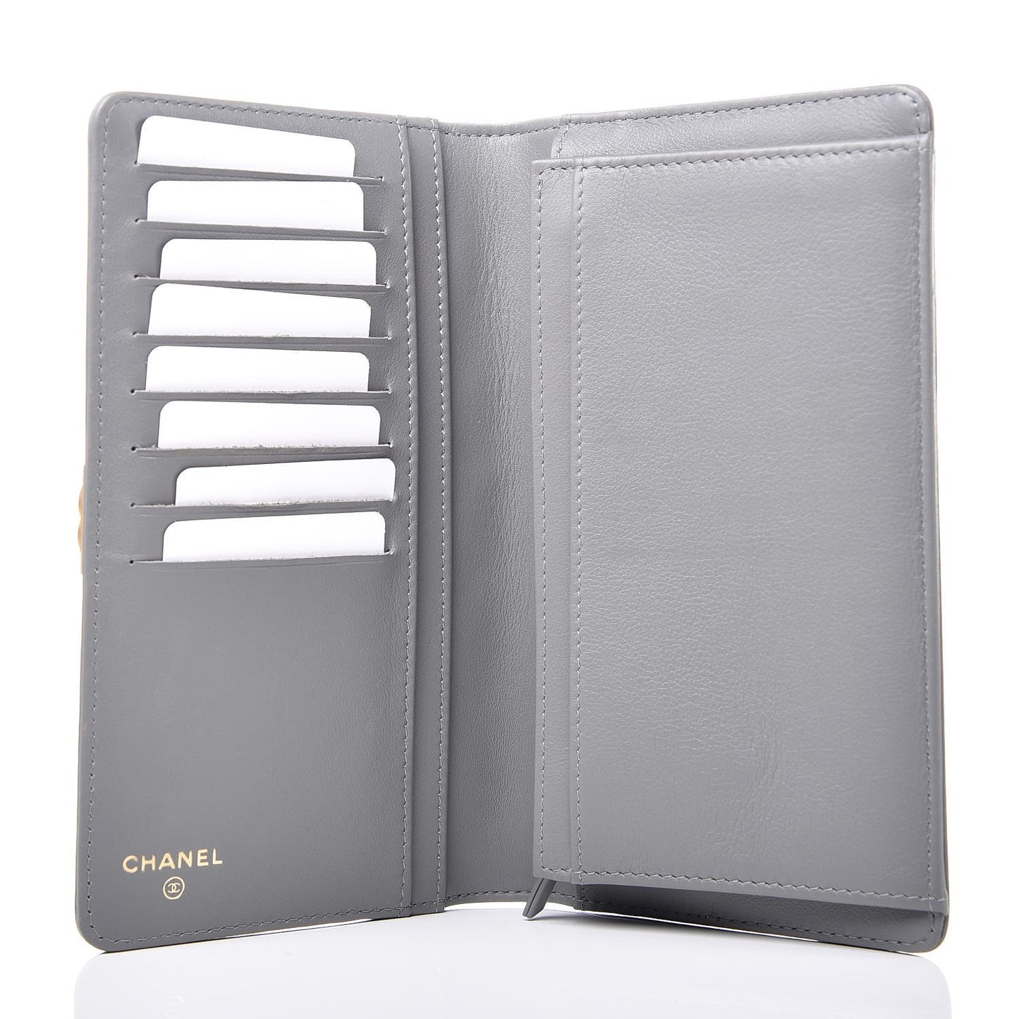 Lambskin Quilted Boy Yen Wallet Grey