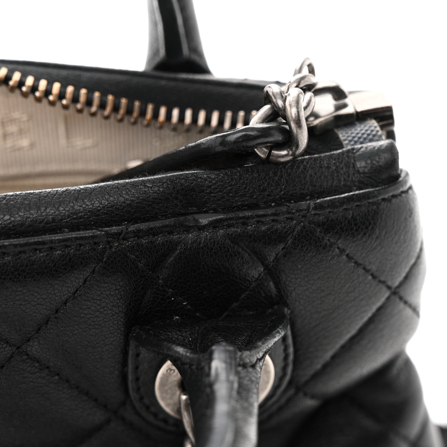 Chanel Shiny Sheepskin Quilted Small Shopping Tote Black 13 of 15